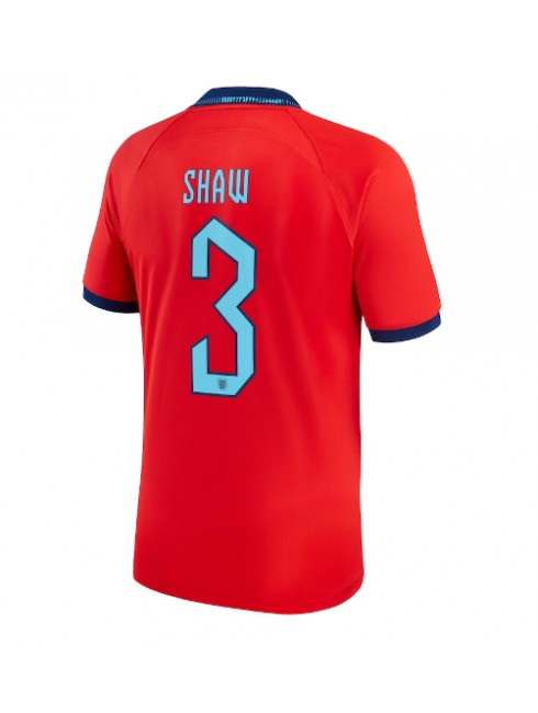 England Luke Shaw #3 Replika Borta Kläder VM 2022 Kortärmad